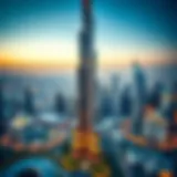 Stunning view of Burj Khalifa towering over the city skyline