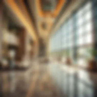 The elegant lobby of Centrium Towers with contemporary design elements