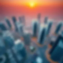 Aerial view of Dubai Media City showcasing its modern architecture and vibrant environment