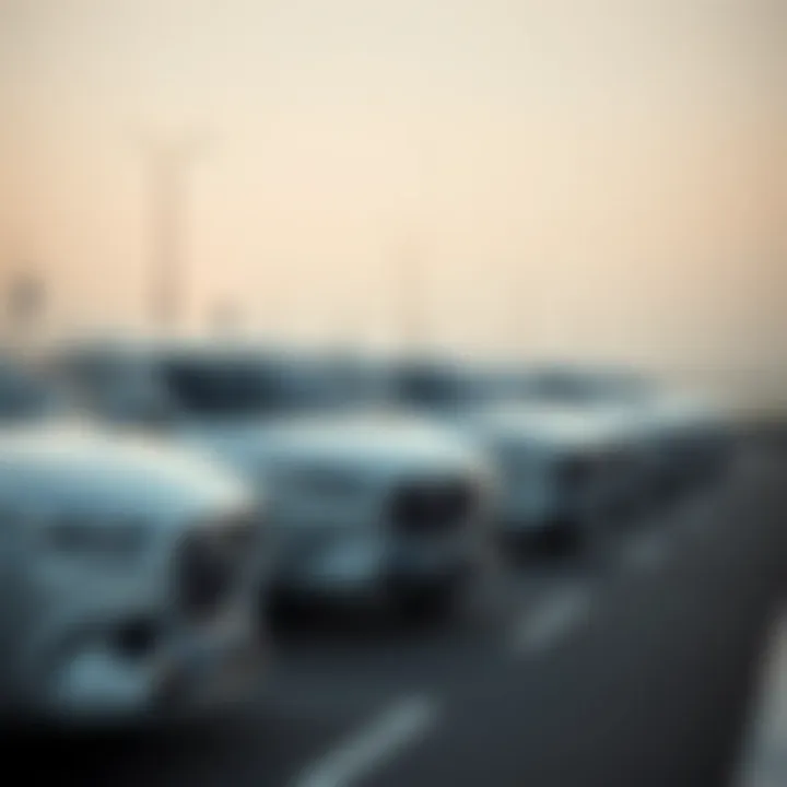 Modern car fleet representing Ekar's subscription service