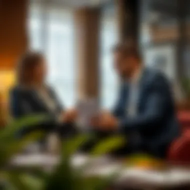 A professional financial advisor discussing options with a client.