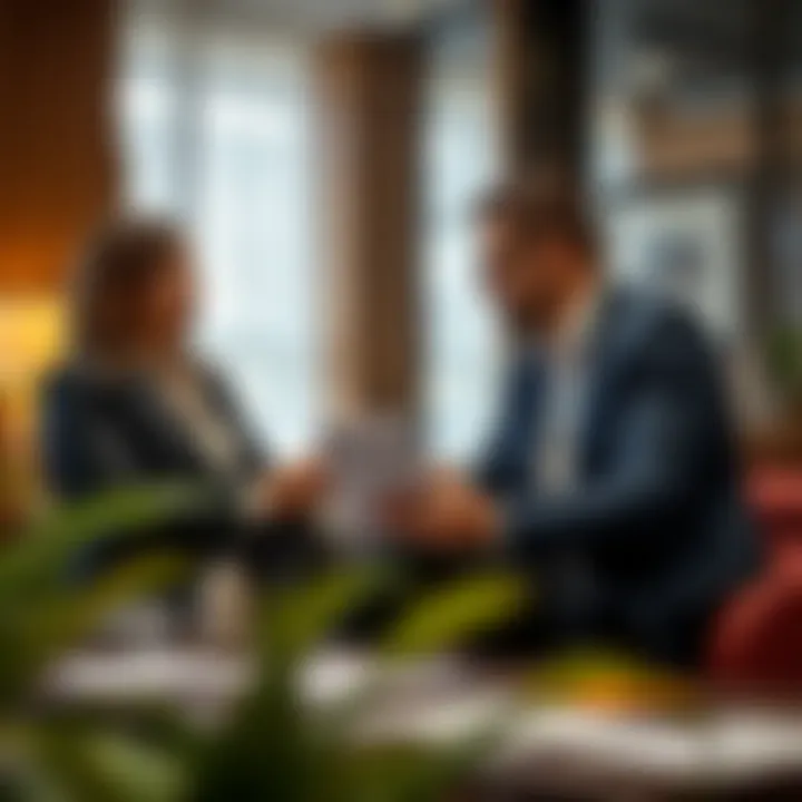 A professional financial advisor discussing options with a client.