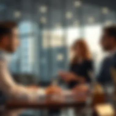 A close-up of business professionals discussing a merger