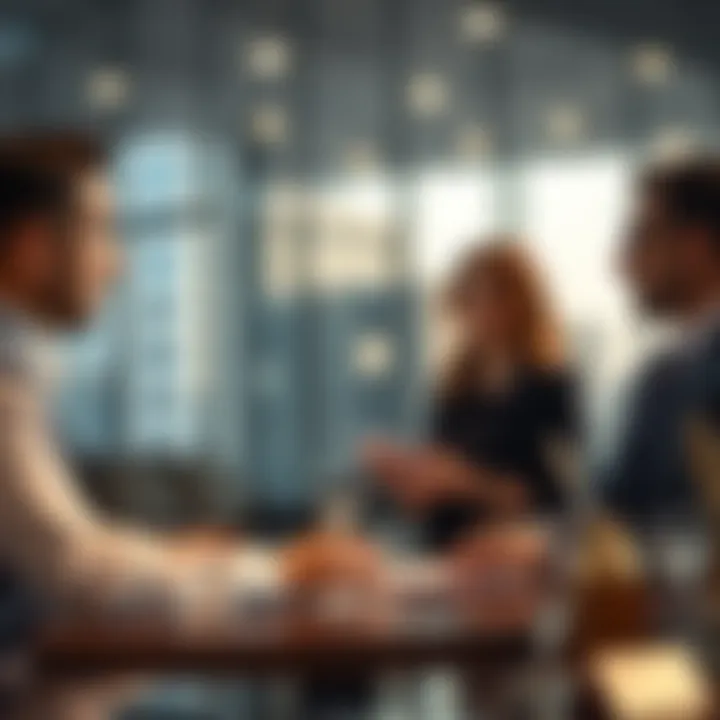 A close-up of business professionals discussing a merger