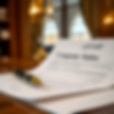 An illustration of a legal document and pen representing business agreements