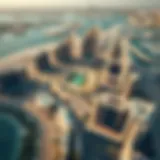 Aerial view of Al Maryah Island showcasing modern architecture and skyline
