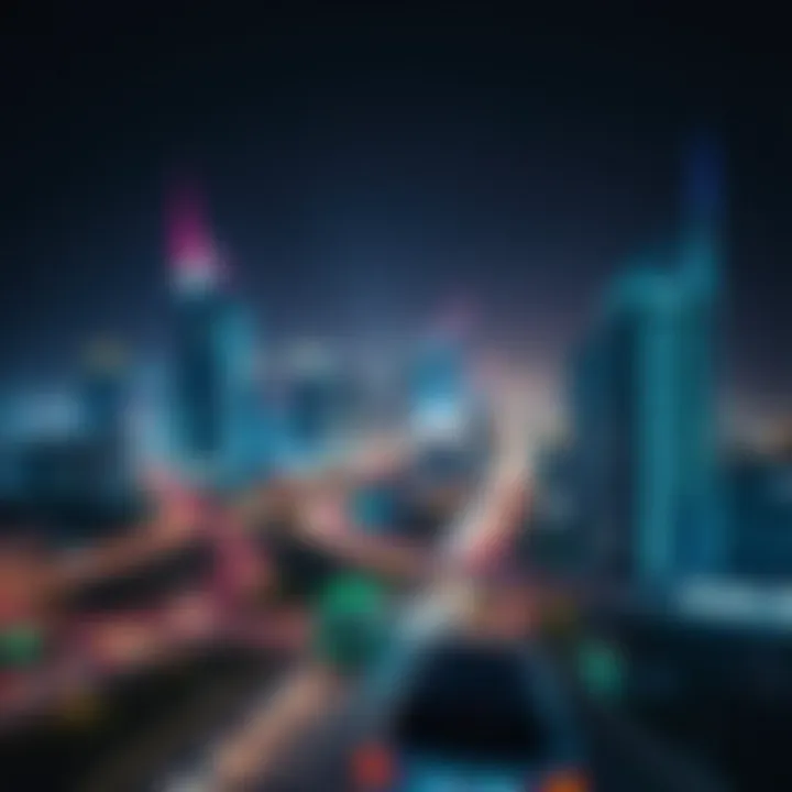 Night view of Sheikh Zayed Road illuminated with city lights