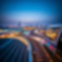 Aerial view of Dubai Blue Line Metro station