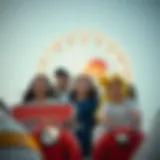 A family enjoying thrilling rides at an amusement park