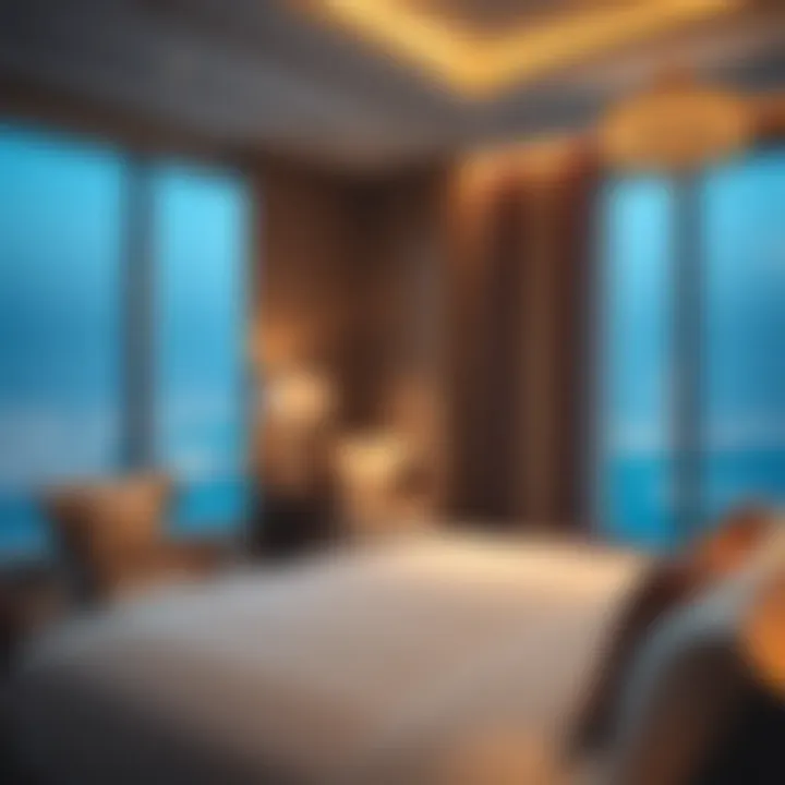 Elegance and Comfort in Guest Accommodations Luxurious guest room with elegant decor and breathtaking views