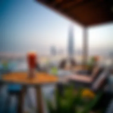 Stunning Hotel Terrace View in Tecom Stunning view of a hotel terrace overlooking the Dubai skyline