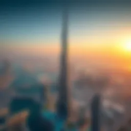 Aerial view of Burj Khalifa, the tallest building in the world.