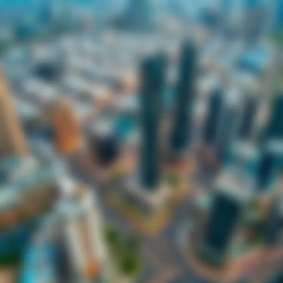 Aerial view of Jumeirah Lake Towers showcasing office buildings