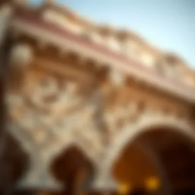 Close-up of the decorative elements on Qasr Al Hind's facade