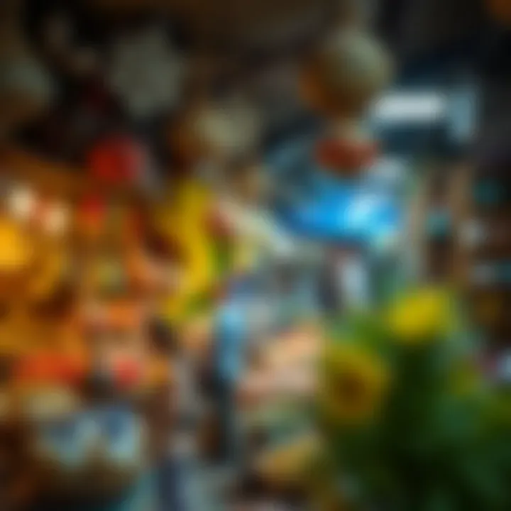 Vibrant market scene showcasing local crafts