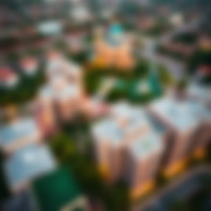 Vibrant Community Surrounding Building Three Aerial view of Sobha Hartland community illustrating its vibrant atmosphere