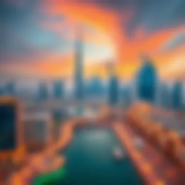 Stunning skyline view of the Etihad Area in Dubai