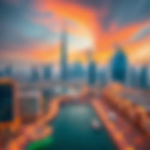 Stunning skyline view of the Etihad Area in Dubai