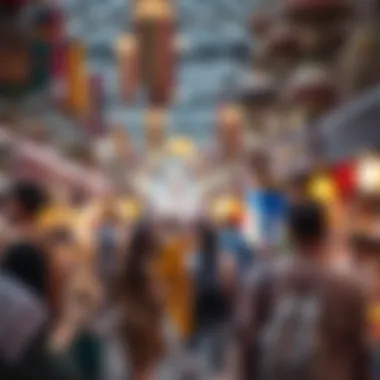 Visitors exploring the colorful market stalls