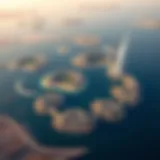 Aerial view of the World Islands in Dubai showcasing their unique shapes
