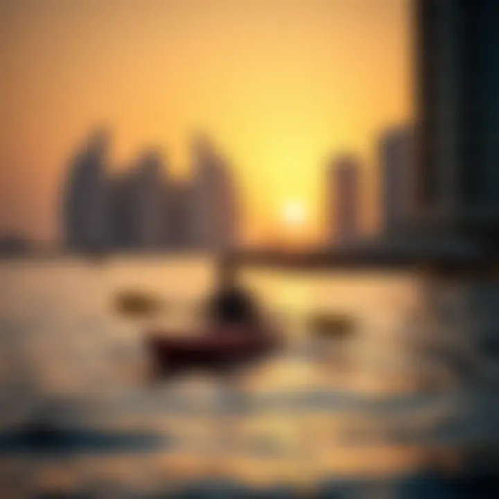 Serene Kayaking at Sunset on JBR Beach Relaxing kayaking at sunset on JBR Beach