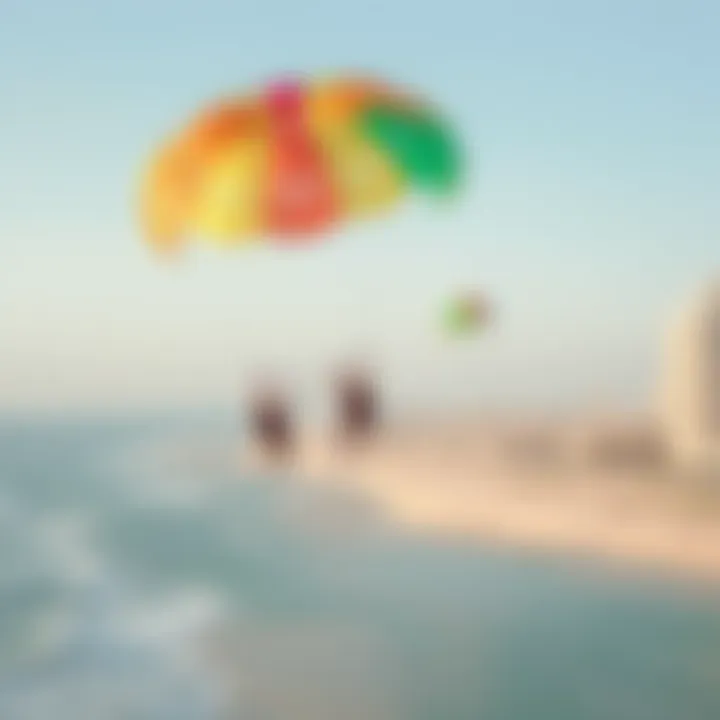 Parasailing Over the Stunning JBR Beach Group of friends enjoying parasailing over JBR Beach