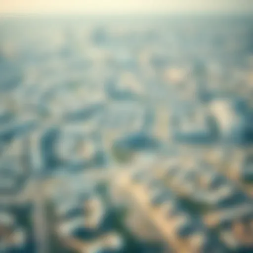 Panoramic Overview of Motor City Aerial view of Motor City Dubai showcasing residential and commercial areas