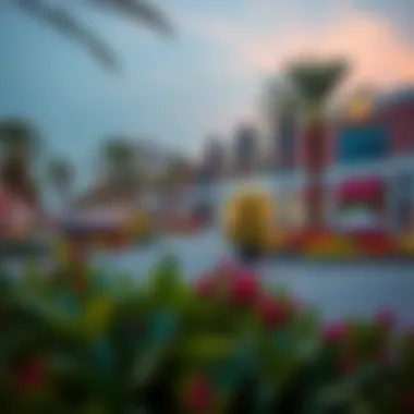 Local amenities in Motor City Dubai, including parks and shopping areas