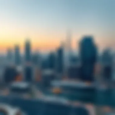 A panoramic view of Dubai's skyline highlighting modern skyscrapers