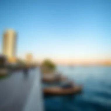 Scenic waterfront with recreational amenities in Shoreline Dubai