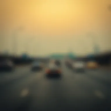 Traffic on the Route from Sharjah to Dubai Road connecting Sharjah and Dubai with traffic