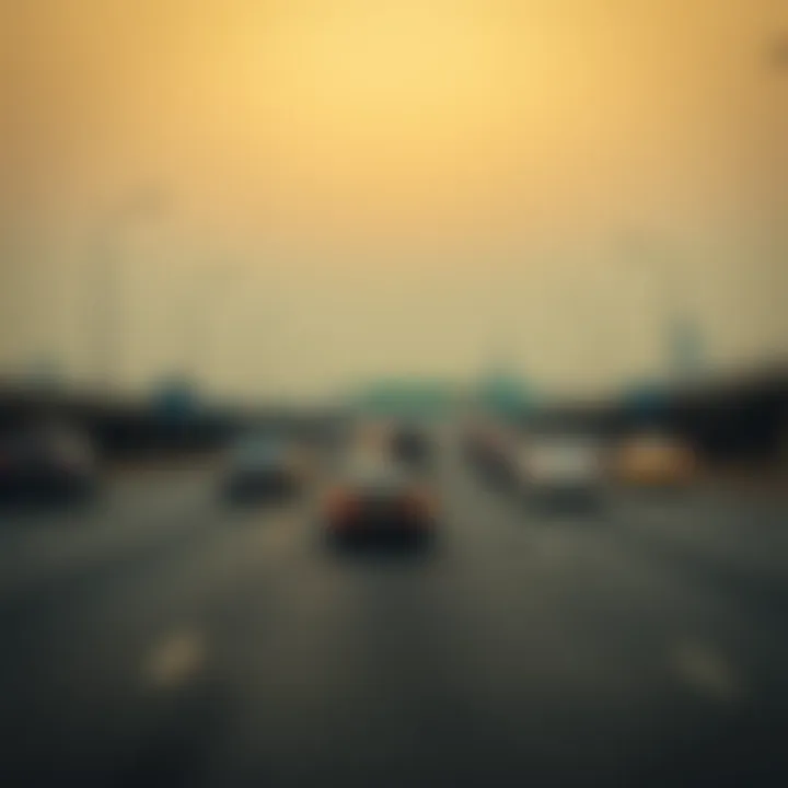 Traffic on the Route from Sharjah to Dubai Road connecting Sharjah and Dubai with traffic