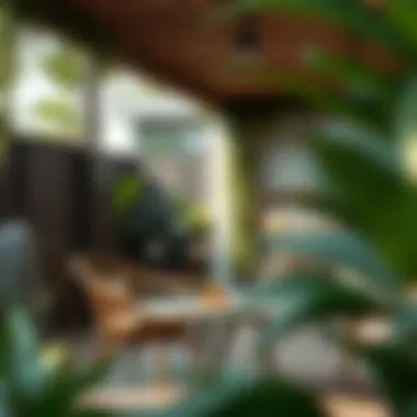 Nature-Inspired Workspace Design A serene outdoor workspace with nature-inspired design elements