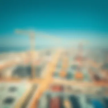 Aerial view of a major construction project in Dubai