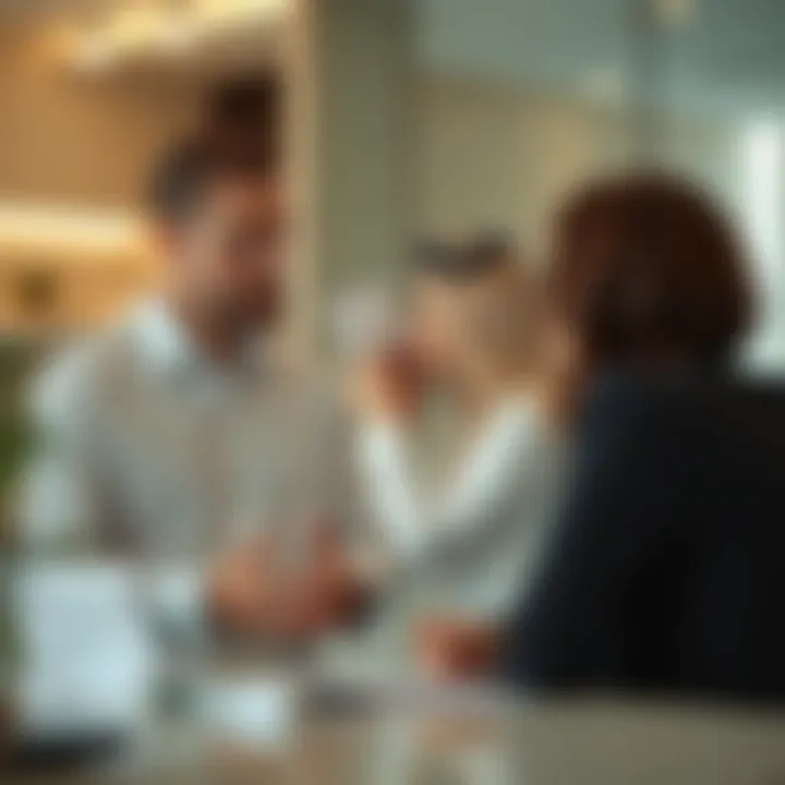 Real estate agent discussing properties with clients