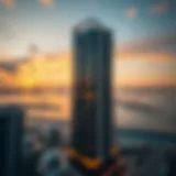 Stunning view of West Avenue Tower at sunset