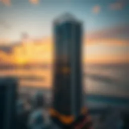 Stunning view of West Avenue Tower at sunset